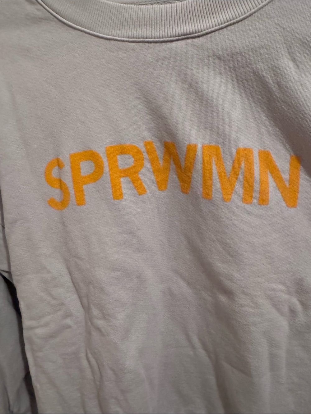 SPRWMN Light Gray Crewneck Sweatshirt with Yellow Logo - Picture 5 of 5